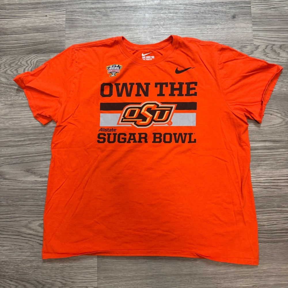 Nike Oklahoma State Cowboys OSU Sugar Bowl Orange Graphic T-Shirt XXL Mens
